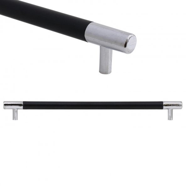 (KROM MAT SİYAH) Çekmece Dolap Kapak Kulpu Kulp 224 mm