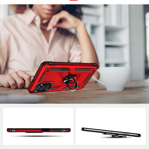 Samsung Galaxy M52 Kılıf Sofya Yüzüklü Standlı Silikon Kılıf - Resim 11