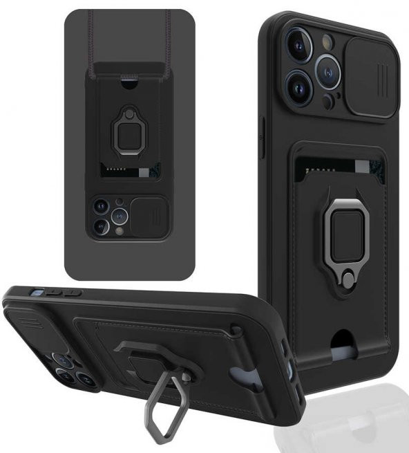 iPhone 13 Pro Max Kılıf Zuma Kamera Korumalı İpli Silikon Kılıf