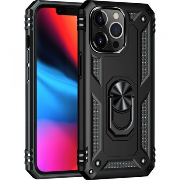 iPhone 13 Pro Max Kılıf Sofya Yüzüklü Standlı Silikon Kılıf
