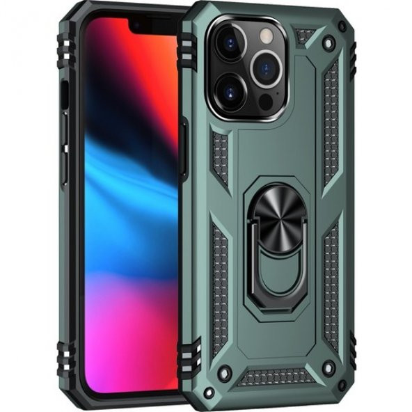 iPhone 13 Pro Max Kılıf Sofya Yüzüklü Standlı Silikon Kılıf - 2