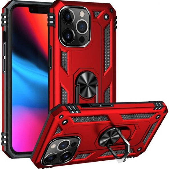 iPhone 13 Pro Max Kılıf Sofya Yüzüklü Standlı Silikon Kılıf - 5