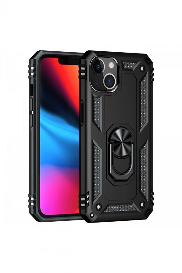 iPhone 13 Mini Kılıf Sofya Yüzüklü Standlı Silikon Kılıf - Resim 2