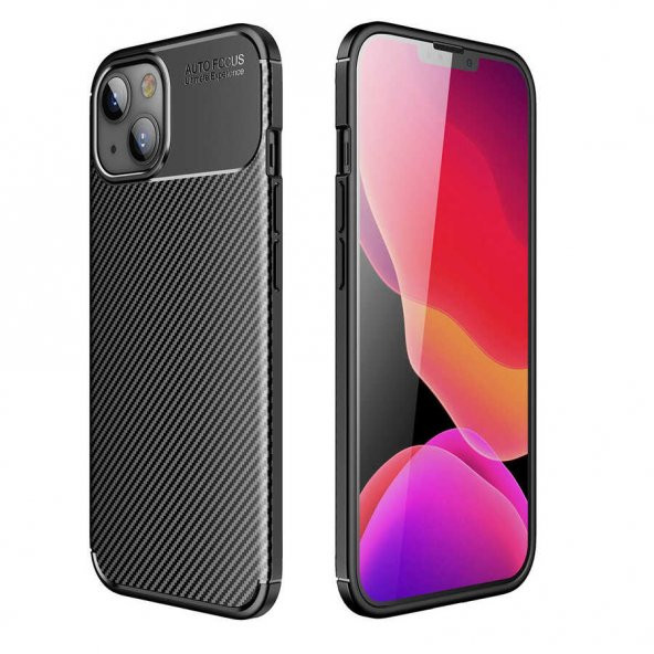 iPhone 13 Mini Kılıf Focus Karbon Kamera Korumalı Kılıf - 1