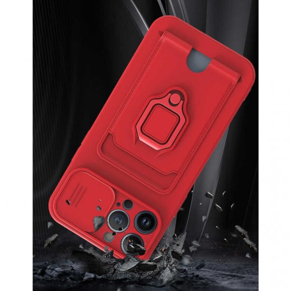 iPhone 13 Pro Max Kılıf Zuma Kartvizit Yüzüklü İpli Silikon Kılıf - 9