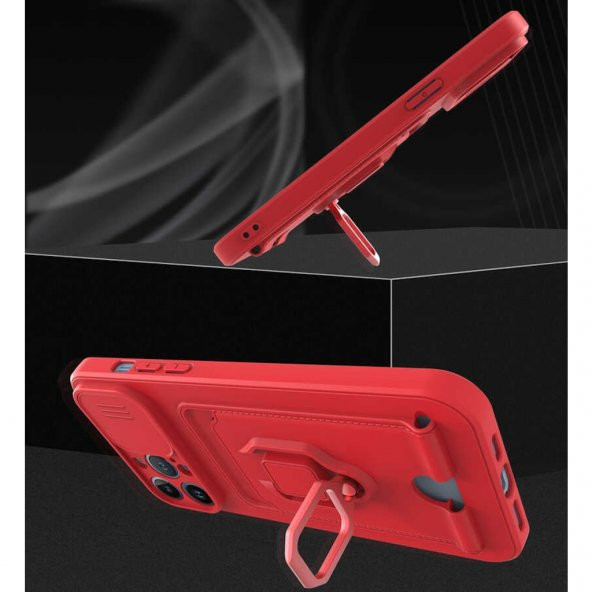 iPhone 13 Pro Max Kılıf Zuma Kartvizit Yüzüklü İpli Silikon Kılıf - 11