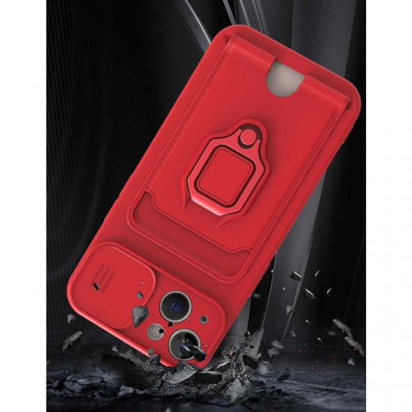 iPhone 13 Kılıf Zuma Kartvizitli Yüzüklü İpli Silikon Kılıf - 9