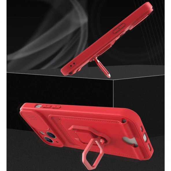 iPhone 13 Kılıf Zuma Kartvizitli Yüzüklü İpli Silikon Kılıf - 10