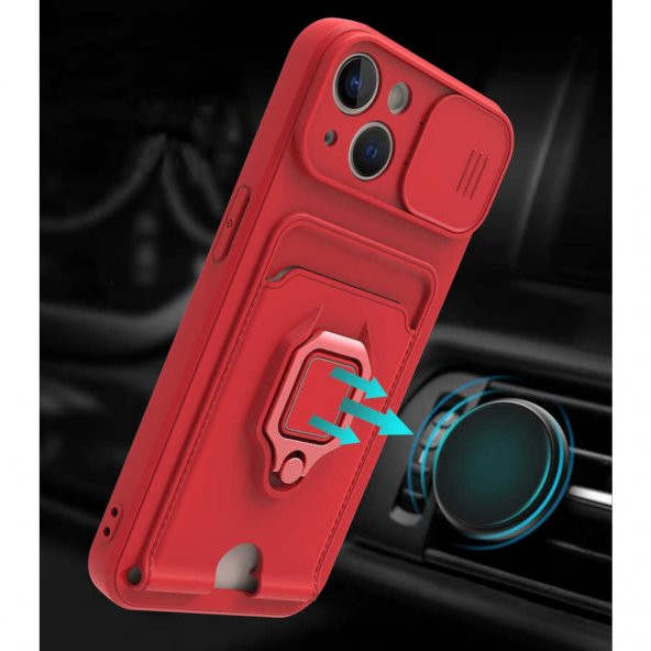 iPhone 13 Kılıf Zuma Kartvizitli Yüzüklü İpli Silikon Kılıf - 11