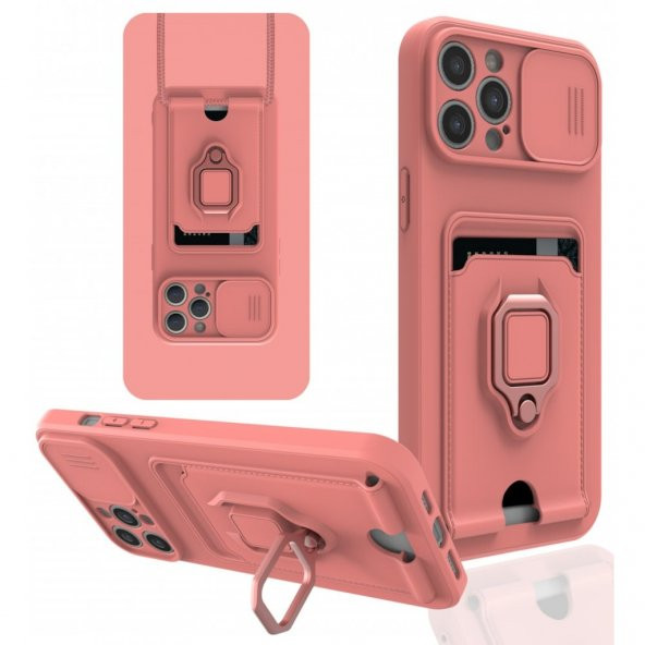iPhone 12 Pro Max Kılıf Zuma Kartvizit Yüzüklü İpli Silikon Kılıf - 3