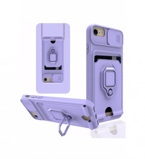 iPhone 6 Kılıf Zuma Kartvizitli Yüzüklü İpli Silikon Kılıf - Resim 5