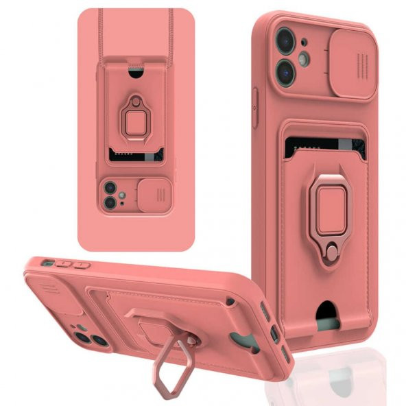iPhone 11 Kılıf Zuma Kartvizitli Yüzüklü İpli Silikon Kılıf - 4