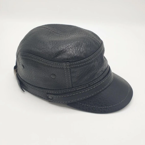 Baskılı Deri Erkek Kastro Şapka - 7
