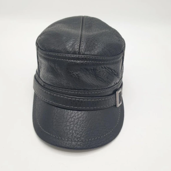 Baskılı Deri Erkek Kastro Şapka - 9