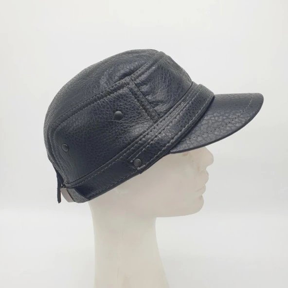 Baskılı Deri Erkek Kastro Şapka - 5