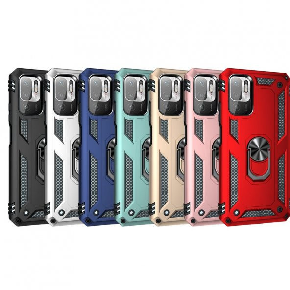 Xiaomi Poco M3 Pro Kılıf Sofya Yüzüklü Standlı Silikon Kılıf