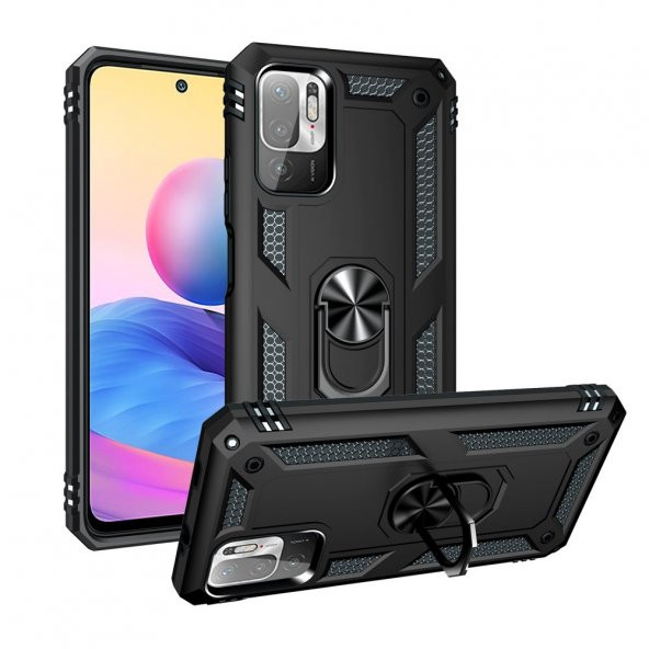 Xiaomi Poco M3 Pro Kılıf Sofya Yüzüklü Standlı Silikon Kılıf - 2