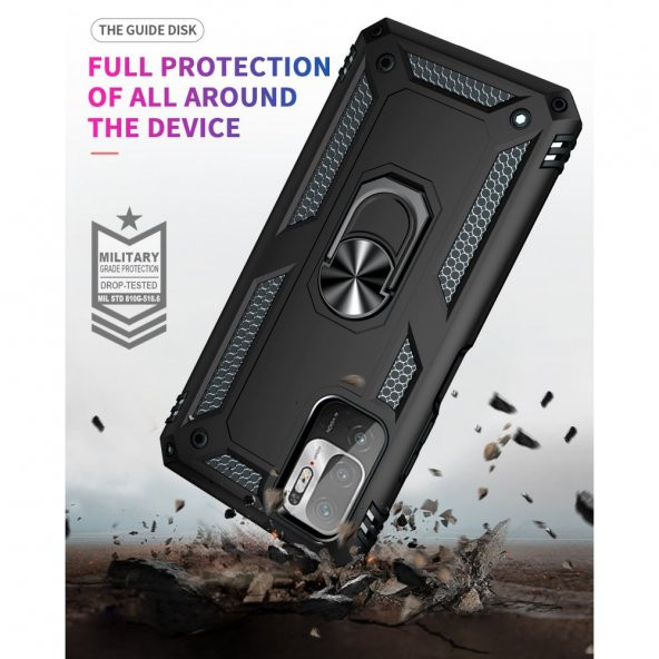 Xiaomi Poco M3 Pro Kılıf Sofya Yüzüklü Standlı Silikon Kılıf - 4