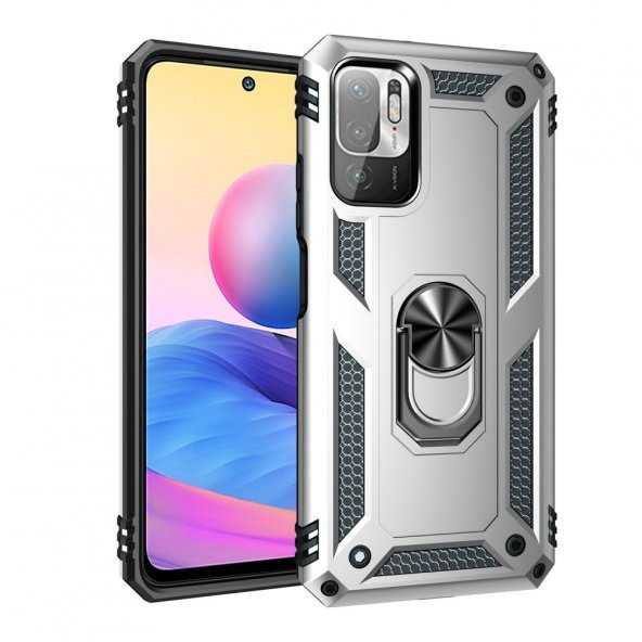 Xiaomi Poco M3 Pro Kılıf Sofya Yüzüklü Standlı Silikon Kılıf - 8