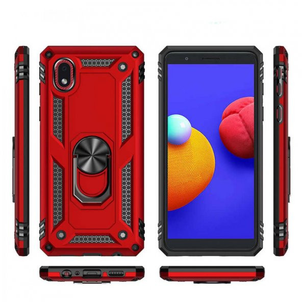 Samsung A01 Core Kılıf Sofya Yüzüklü Standlı Silikon Kılıf - Resim 2