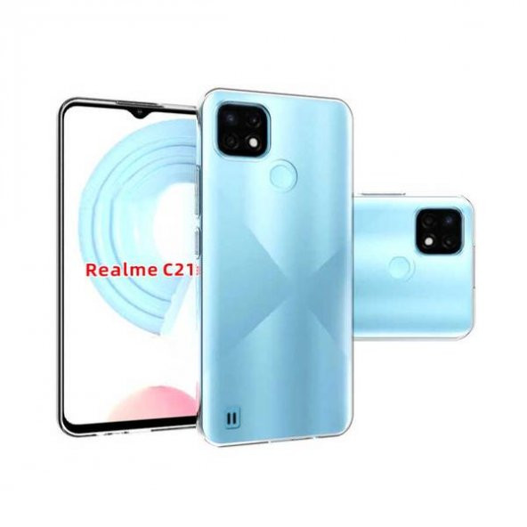 Realme C21 Kılıf Lüx Kamera Korumalı Şeffaf Silikon Kılıf ürün görseli