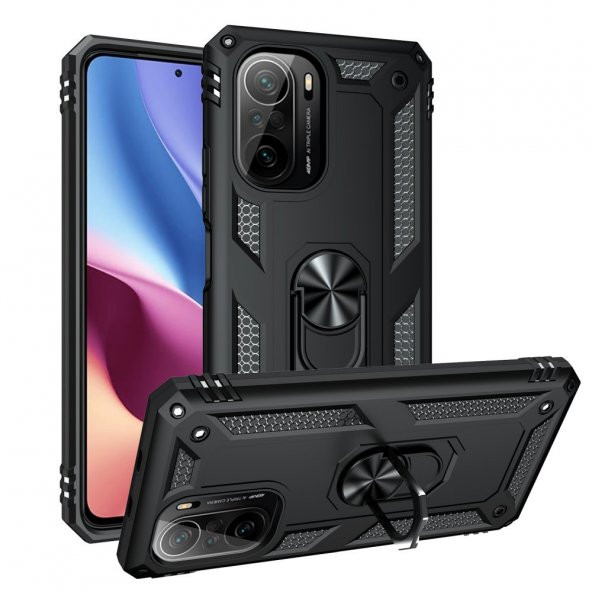 Xiaomi Redmi K40 Kılıf Sofya Yüzüklü Standlı Korumalı Kılıf