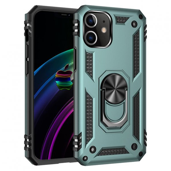 iPhone 12 Pro Kılıf Sofya Yüzüklü Standlı Korumalı Kılıf - 7