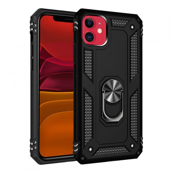 iPhone 11 Kılıf Sofya Yüzüklü Standlı Korumalı Kılıf - Resim 2