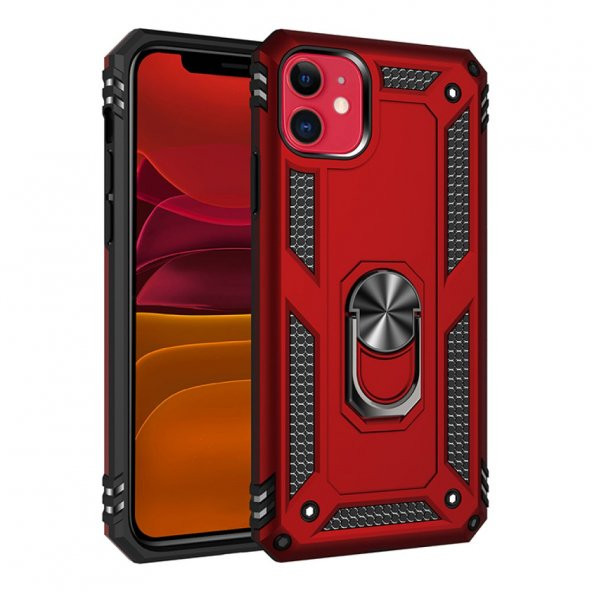 iPhone 11 Kılıf Sofya Yüzüklü Standlı Korumalı Kılıf - Resim 7