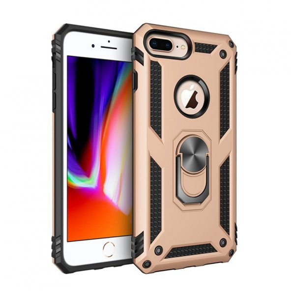 iPhone 7 Plus Kılıf Sofya Yüzüklü Standlı Korumalı Kılıf - 5