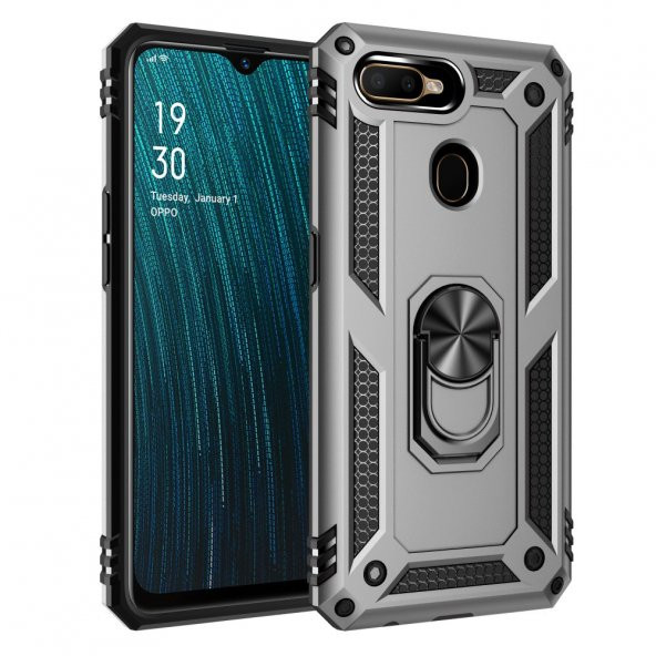 Oppo A12 Kılıf Sofya Yüzüklü Standlı Korumalı Kılıf - 2