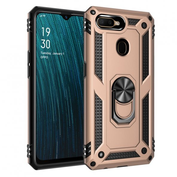 Oppo A12 Kılıf Sofya Yüzüklü Standlı Korumalı Kılıf - 4