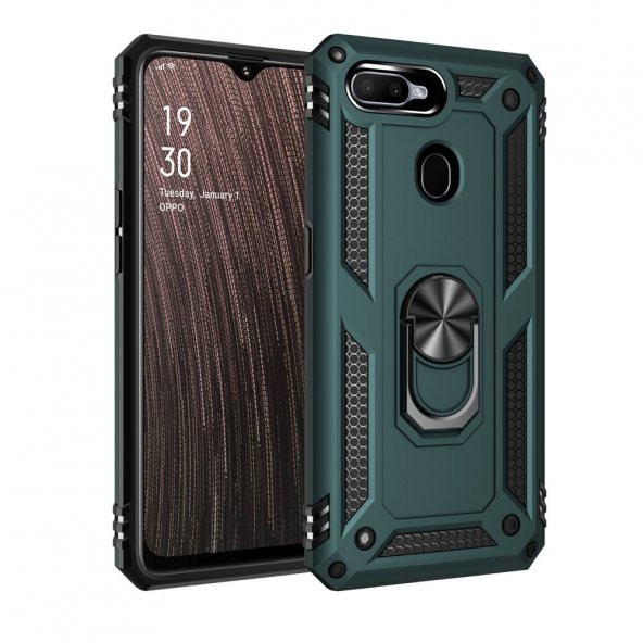 Oppo A12 Kılıf Sofya Yüzüklü Standlı Korumalı Kılıf - 7