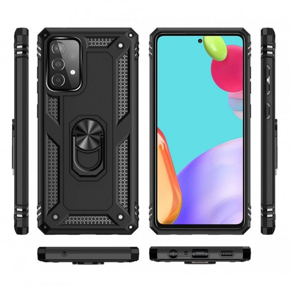 Samsung Galaxy A52 Kılıf Sofya Yüzüklü Standlı Korumalı Kılıf - Resim 2