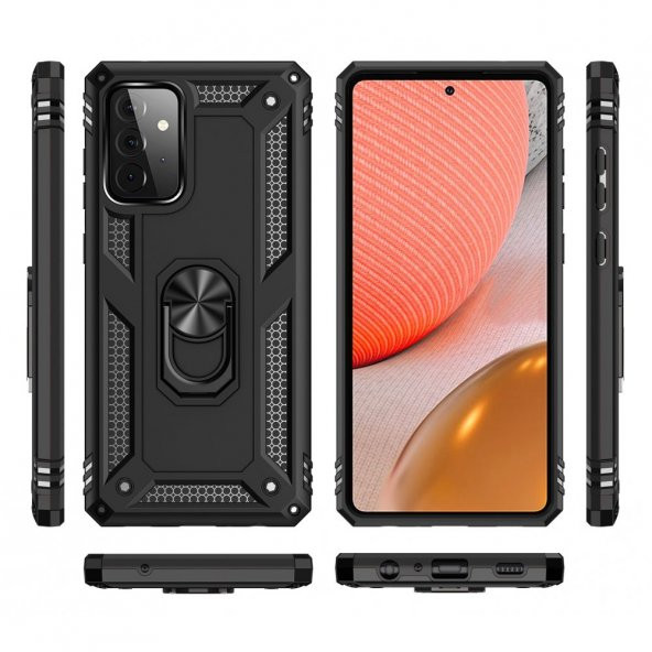 Samsung Galaxy A72 Kılıf Sofya Yüzüklü Standlı Korumalı Kılıf - Resim 2