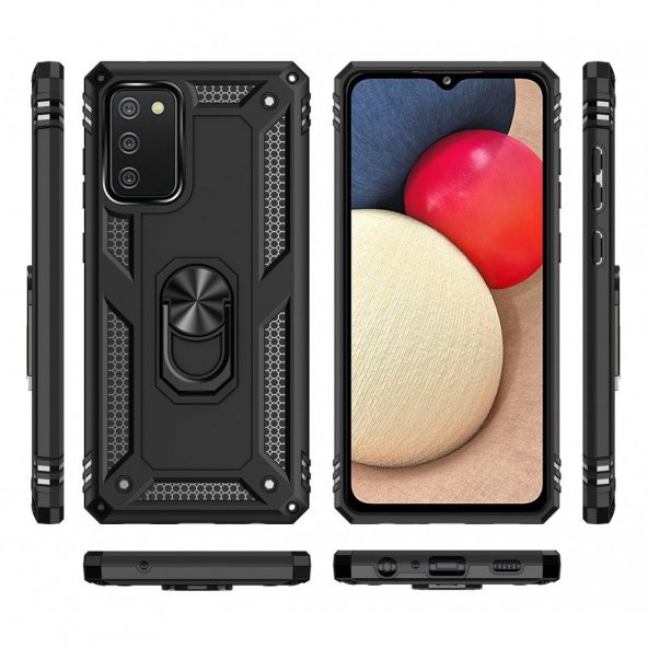 Samsung Galaxy A02S Kılıf Sofya Yüzüklü Standlı Korumalı Kılıf - 2