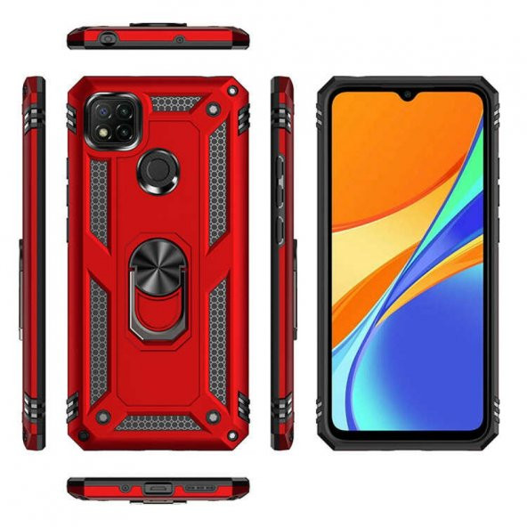 Xiaomi Redmi 9C Kılıf Sofya Yüzüklü Standlı Korumalı Kılıf - 2