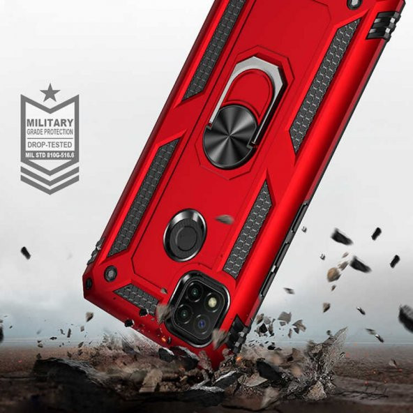 Xiaomi Redmi 9C Kılıf Sofya Yüzüklü Standlı Korumalı Kılıf - 4