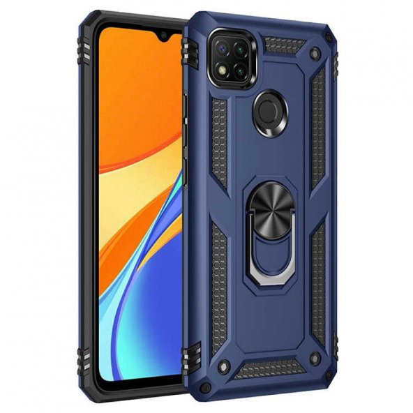 Xiaomi Redmi 9C Kılıf Sofya Yüzüklü Standlı Korumalı Kılıf - 7