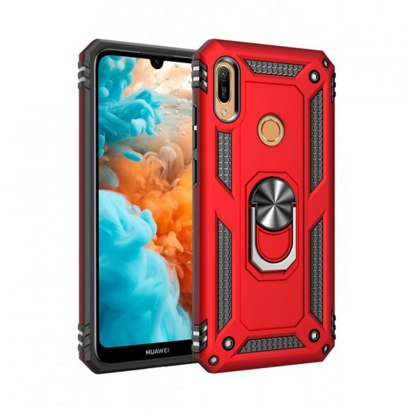 Huawei Y6 2019 Kılıf Sofya Yüzüklü Standlı Korumalı Kılıf - 3