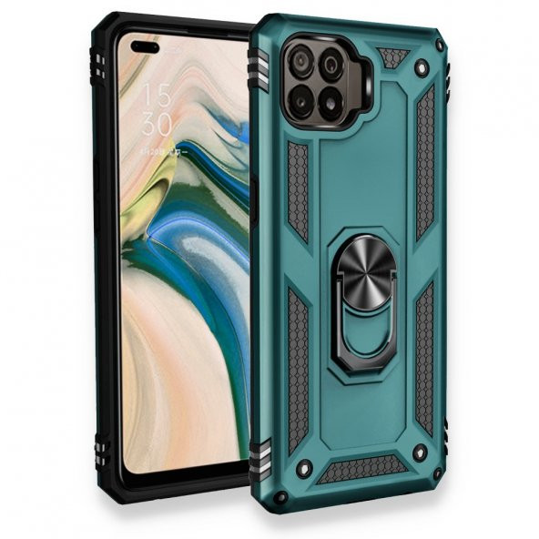 Oppo Reno 4 Lite Kılıf Sofya Yüzüklü Standlı Korumalı Kılıf - 7