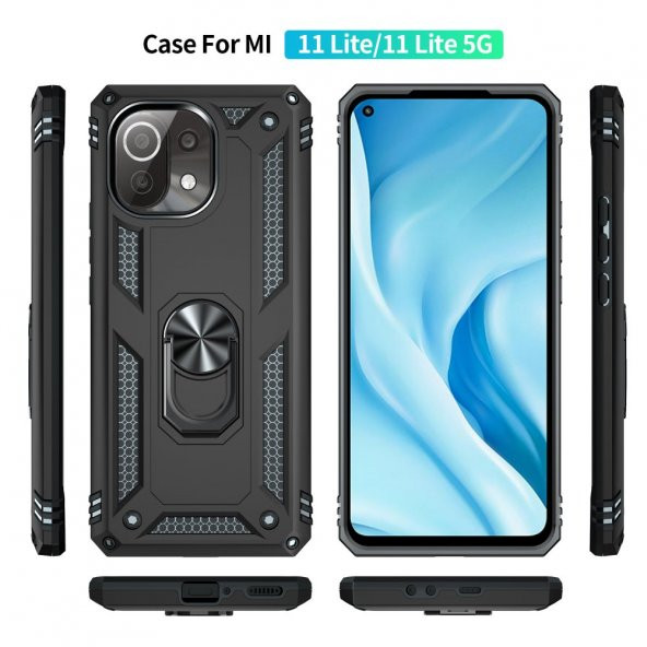 Xiaomi Mi 11 Lite Kılıf Sofya Yüzüklü Standlı Korumalı Kılıf - 2