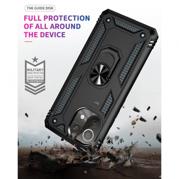 Xiaomi Mi 11 Lite Kılıf Sofya Yüzüklü Standlı Korumalı Kılıf - 3