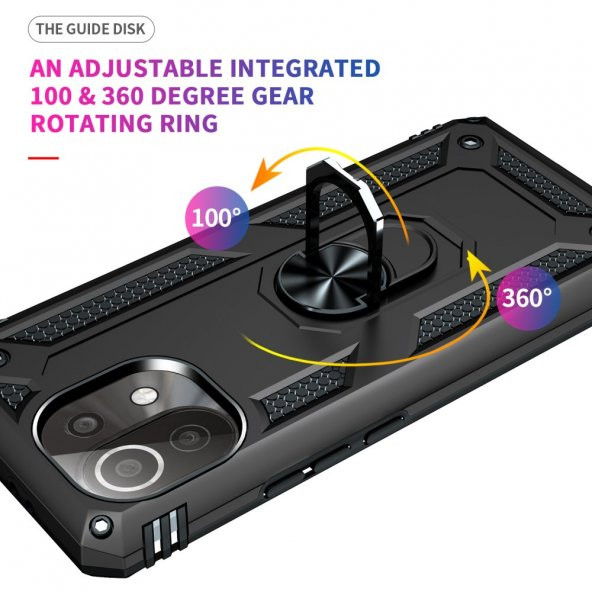 Xiaomi Mi 11 Lite Kılıf Sofya Yüzüklü Standlı Korumalı Kılıf - 4