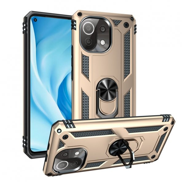 Xiaomi Mi 11 Lite Kılıf Sofya Yüzüklü Standlı Korumalı Kılıf - 9