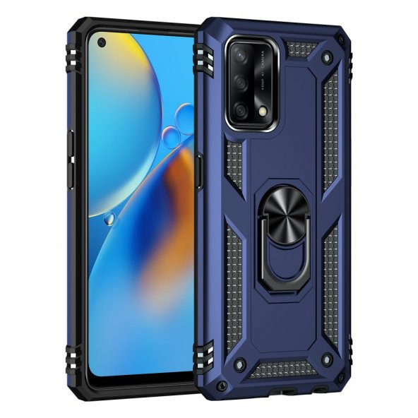 Oppo A74 4G Kılıf Sofya Yüzüklü Standlı Korumalı Kılıf - 6