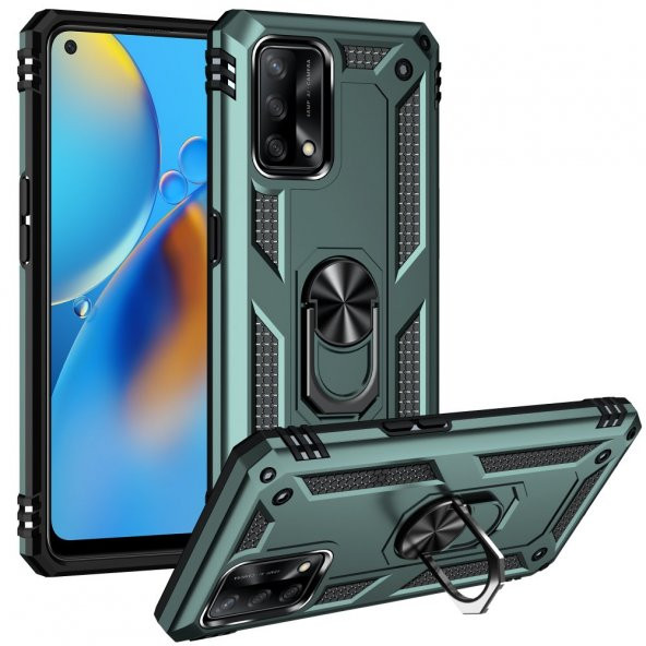 Oppo A74 4G Kılıf Sofya Yüzüklü Standlı Korumalı Kılıf - 11