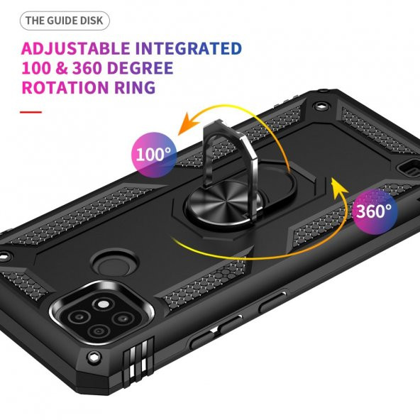 Realme C21 Kılıf Sofya Yüzüklü Standlı Korumalı Kılıf - 5