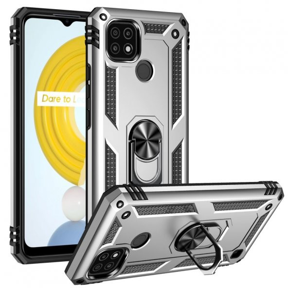 Realme C21 Kılıf Sofya Yüzüklü Standlı Korumalı Kılıf - 8