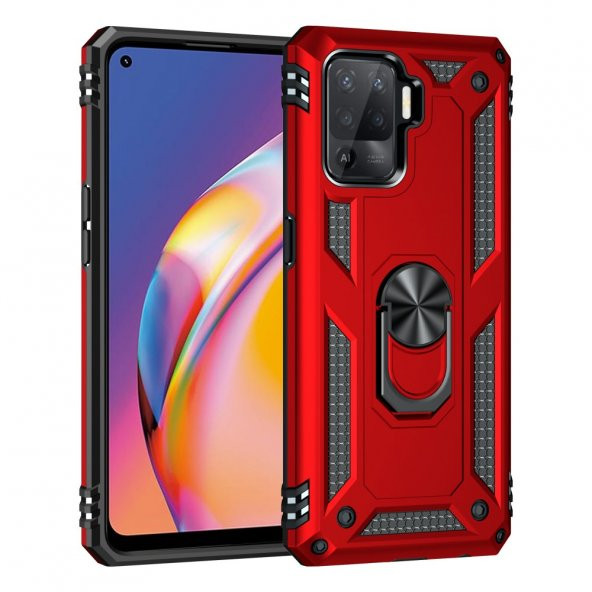Oppo Reno 5 Lite Kılıf Sofya Yüzüklü Standlı Silikon Kılıf - 6